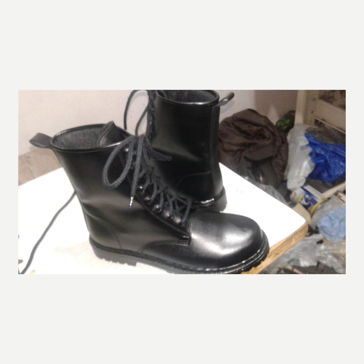Black Leather Combat Boots Side - footwear - Al Wahab Global product reference