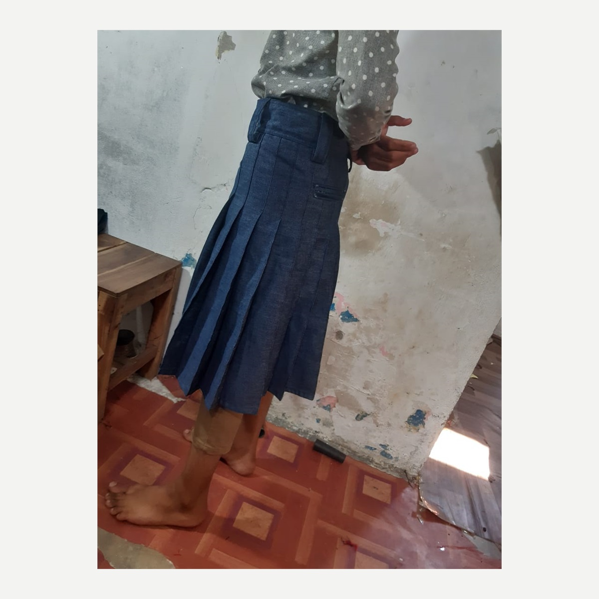 Blue Kilt Worn Front - custom kilt - Al Wahab Global product reference