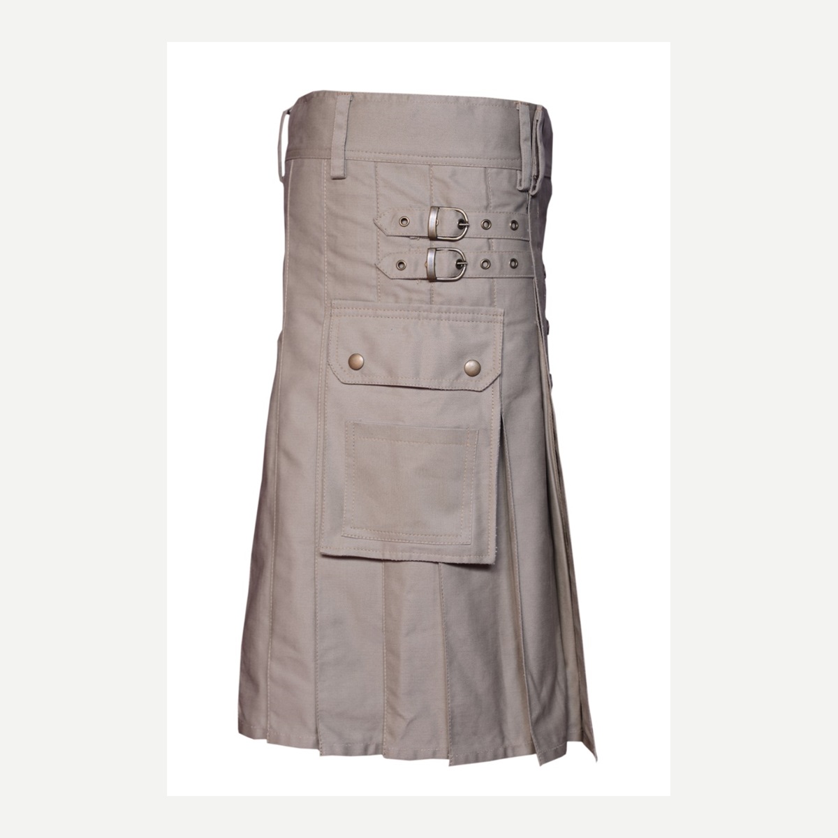 Light Gray Cargo Kilt Front - custom kilt - Al Wahab Global product reference