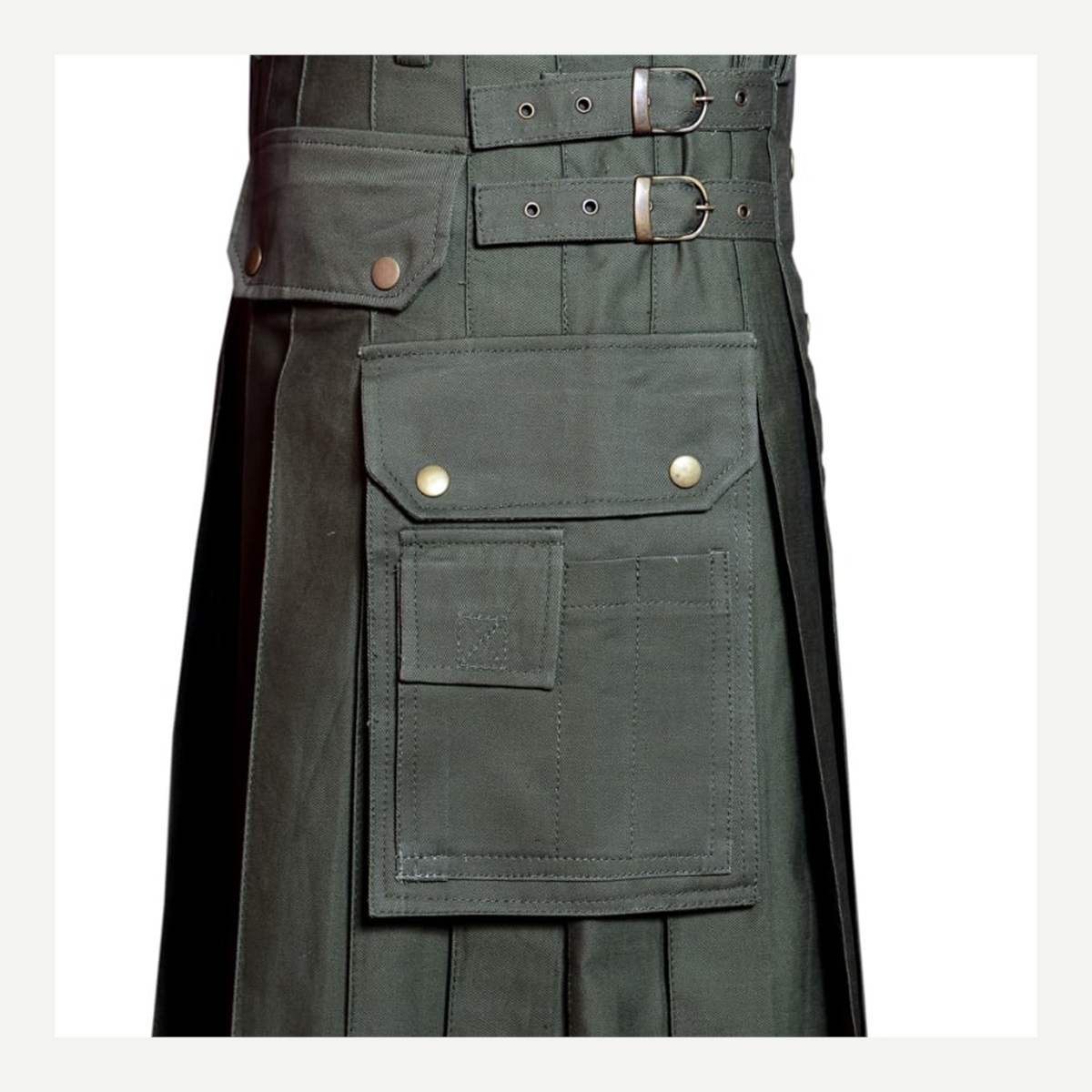 Olive Cargo Utility Kilt - custom kilt - Al Wahab Global product reference