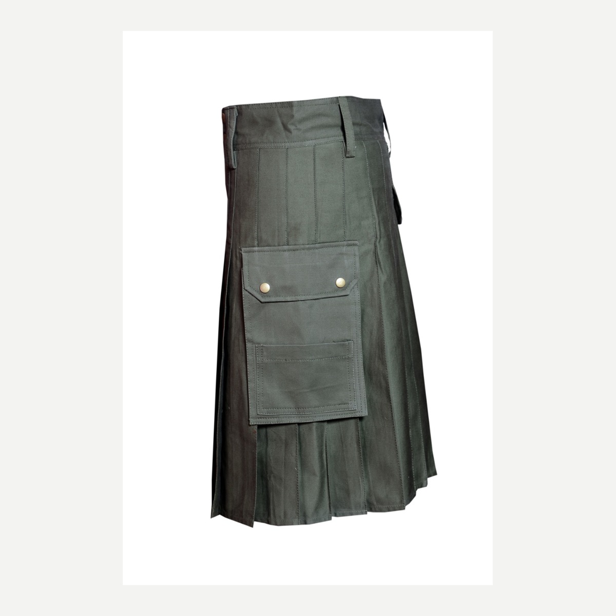 Olive Gray Utility Kilt Side - custom kilt - Al Wahab Global product reference