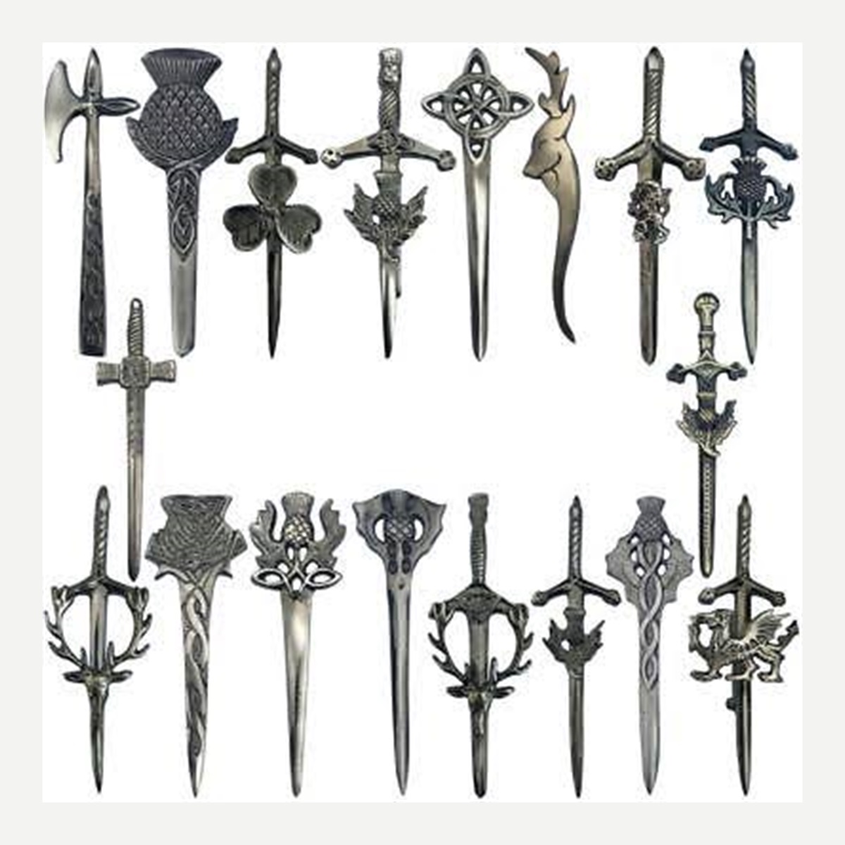 Scottish sgian-dubh dagger assortment - Highland outfit accessory photo reference